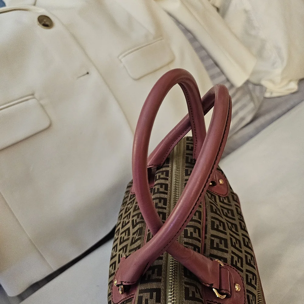 Fendi Pink Monogram Canvas Mini Bag with Leather Trim - Picture 2 of 11